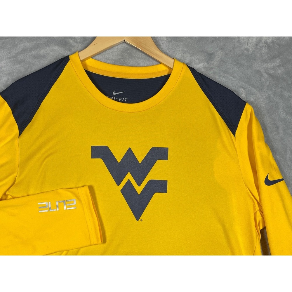 Nike West Virginia Mountaineers Mens Medium Dri-FIT Elite Long Sleeve Shirt Gold